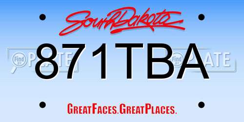871TBA South Dakota License Plate