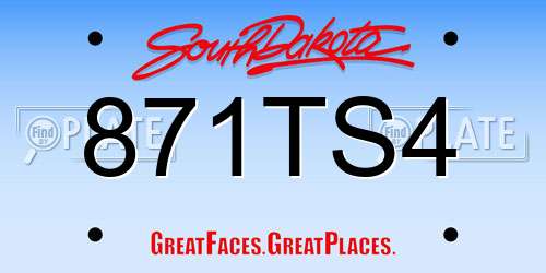 871TS4 South Dakota License Plate