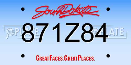 871Z84 South Dakota License Plate