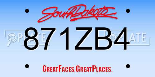 871ZB4 South Dakota License Plate