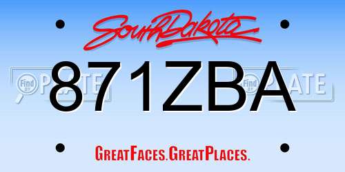 871ZBA South Dakota License Plate