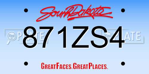 871ZS4 South Dakota License Plate