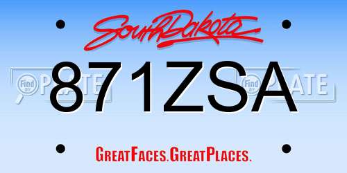 871ZSA South Dakota License Plate