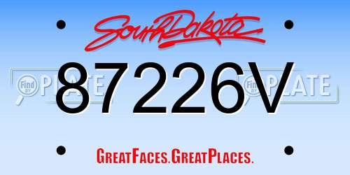 87226V South Dakota License Plate