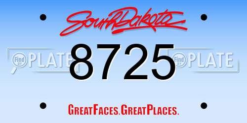 8725 South Dakota License Plate