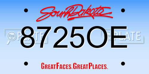 8725OE South Dakota License Plate