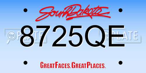 8725QE South Dakota License Plate