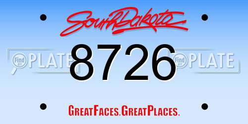 8726 South Dakota License Plate