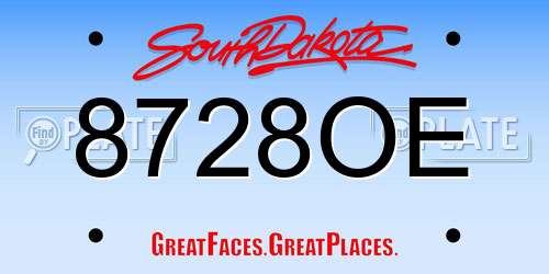8728OE South Dakota License Plate