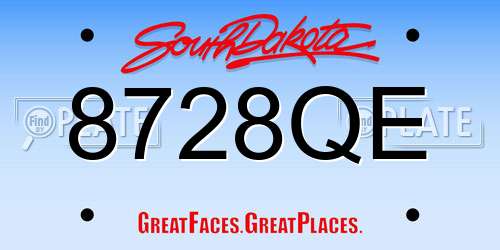 8728QE South Dakota License Plate