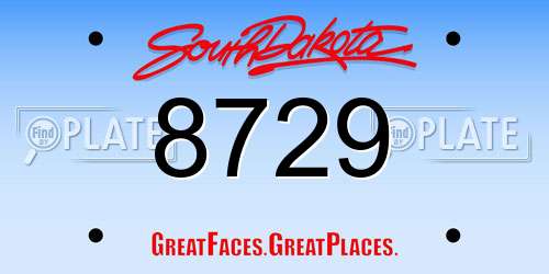 8729 South Dakota License Plate