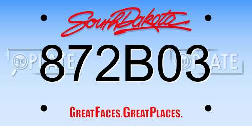 872B03 South Dakota License Plate