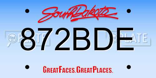 872BDE South Dakota License Plate