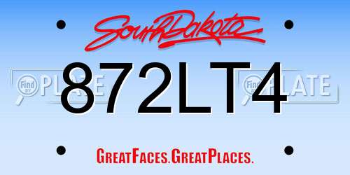 872LT4 South Dakota License Plate
