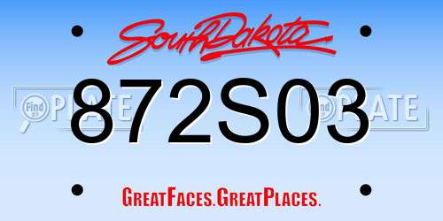 872S03 South Dakota License Plate