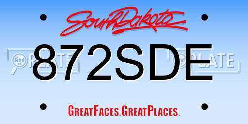 872SDE South Dakota License Plate