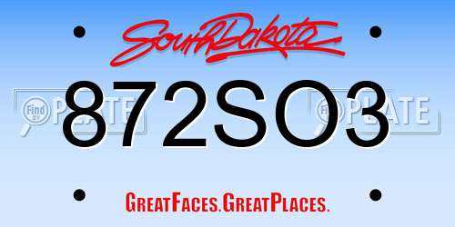 872SO3 South Dakota License Plate