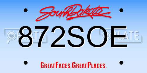 872SOE South Dakota License Plate