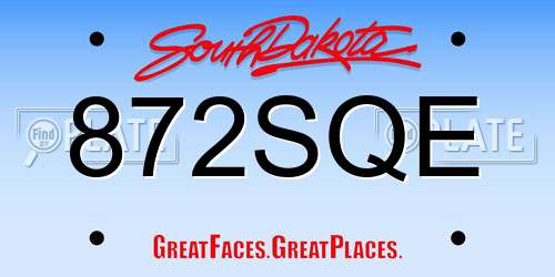 872SQE South Dakota License Plate