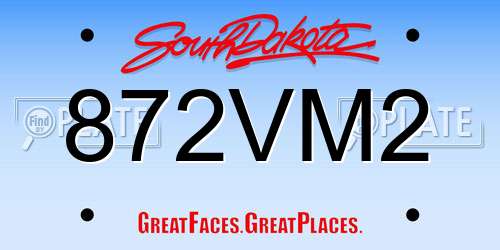 872VM2 South Dakota License Plate