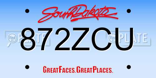 872ZCU South Dakota License Plate