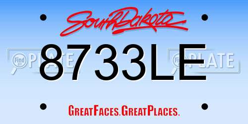 8733LE South Dakota License Plate