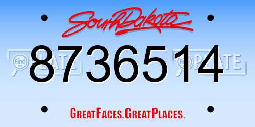 8736514 South Dakota License Plate