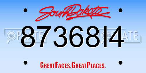87368I4 South Dakota License Plate
