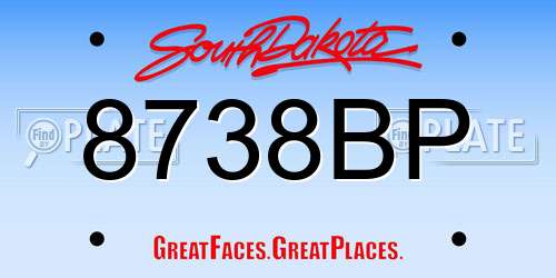 8738BP South Dakota License Plate