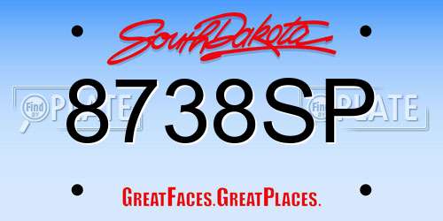 8738SP South Dakota License Plate
