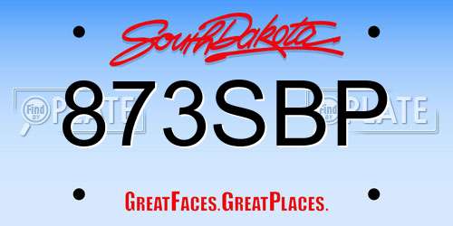 873SBP South Dakota License Plate