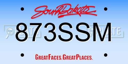 873SSM South Dakota License Plate