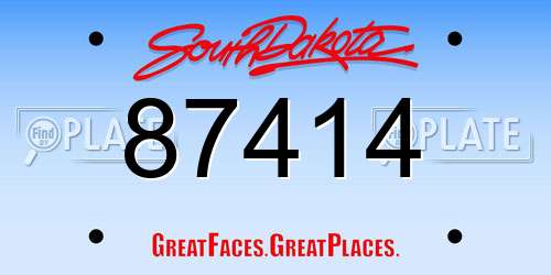87414 South Dakota License Plate