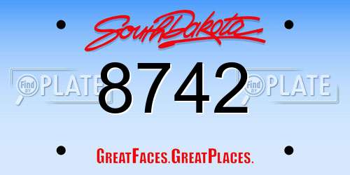8742 South Dakota License Plate