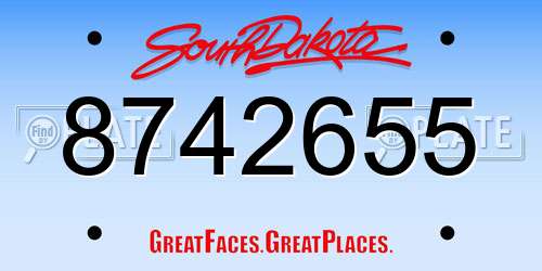 8742655 South Dakota License Plate