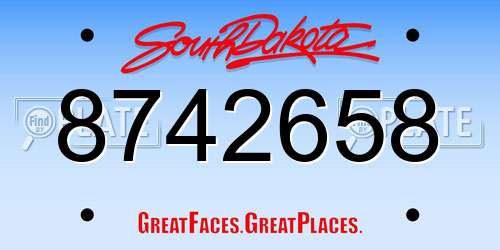 8742658 South Dakota License Plate
