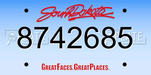 8742685 South Dakota License Plate
