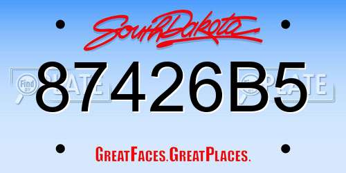 87426B5 South Dakota License Plate