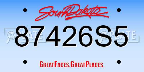 87426S5 South Dakota License Plate