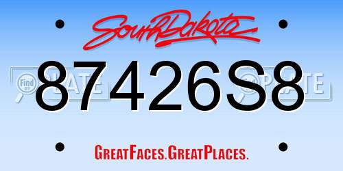 87426S8 South Dakota License Plate
