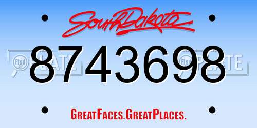 8743698 South Dakota License Plate