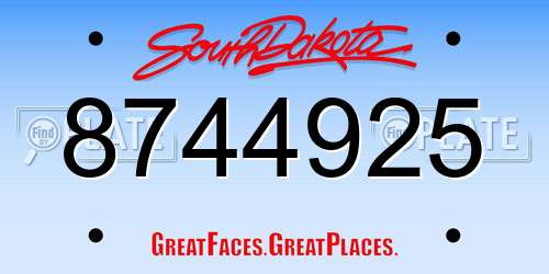 8744925 South Dakota License Plate