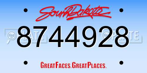 8744928 South Dakota License Plate