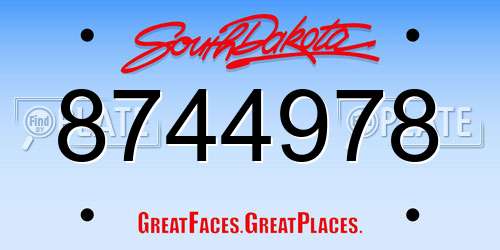 8744978 South Dakota License Plate