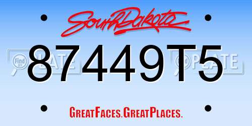 87449T5 South Dakota License Plate