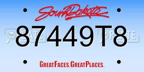 87449T8 South Dakota License Plate