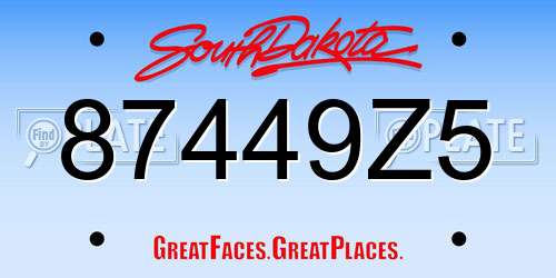 87449Z5 South Dakota License Plate