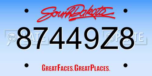 87449Z8 South Dakota License Plate
