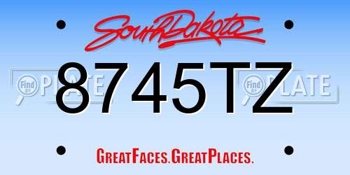 8745TZ South Dakota License Plate