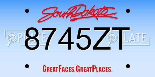 8745ZT South Dakota License Plate